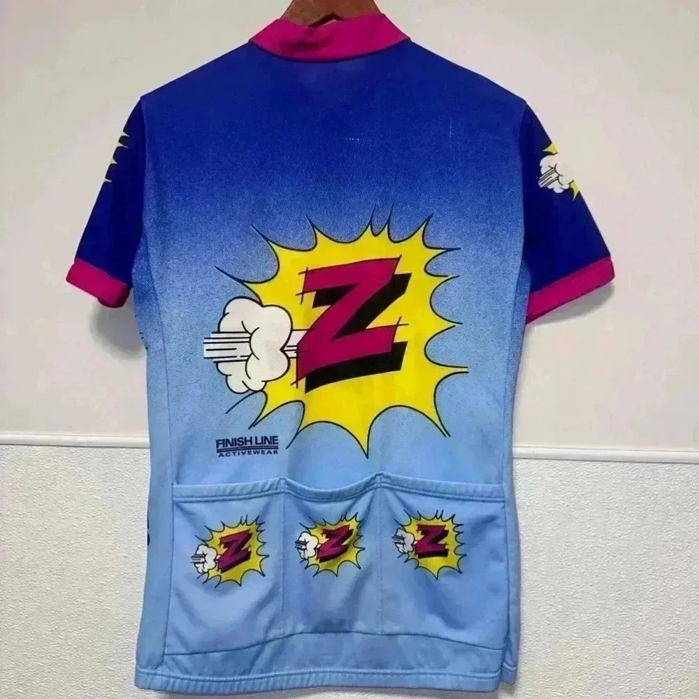 Vintage Finish Line Cycling Jersey/Pink, Blue,Yellow/26 1/2 Length/17 1/2 Width — image 8 of 8